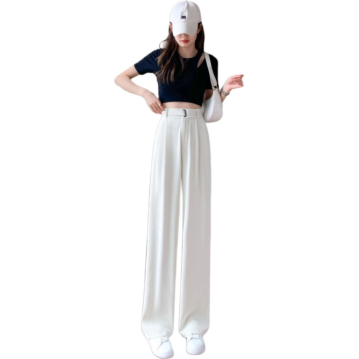 纤丝鸟 阔腿裤高腰垂感韩式简约显瘦舒适通勤休闲裤 女款