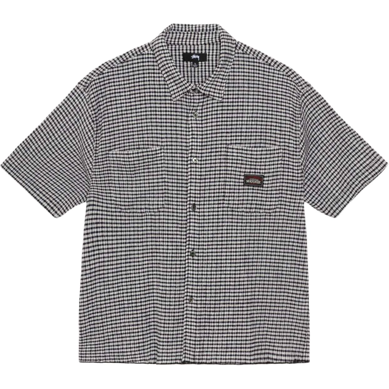 Stussy SS25 CRINKLED CHECK SS SHIRT logo