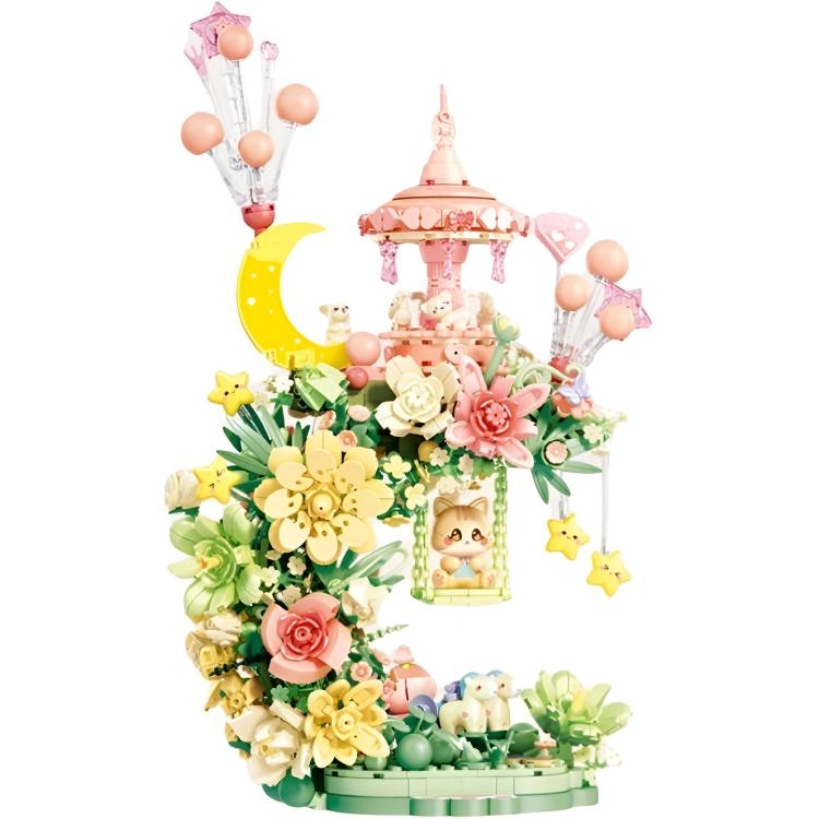 一合鸽 花颜月下小颗粒益智玩具  拼装模型