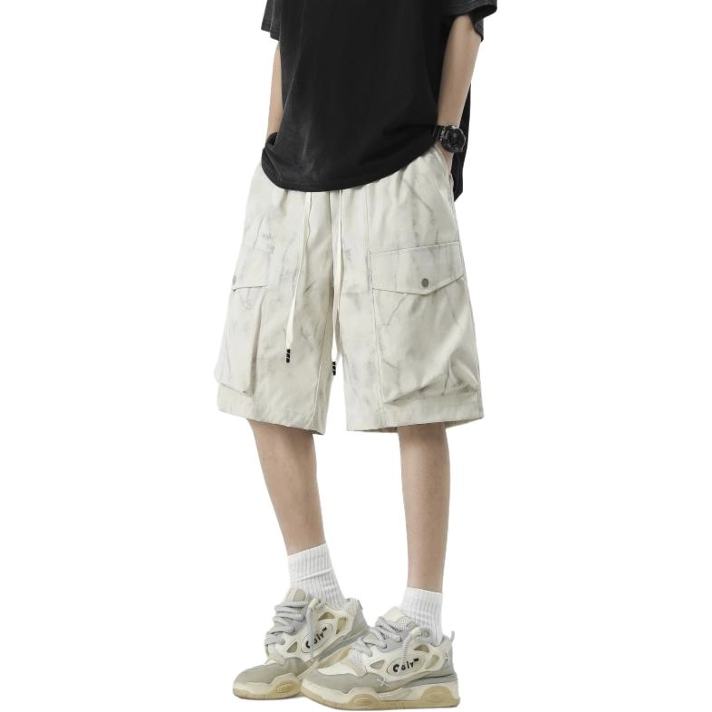左岸 夏季轻薄美式宽松休闲直筒中裤大口袋百搭五分裤工装短裤 男款