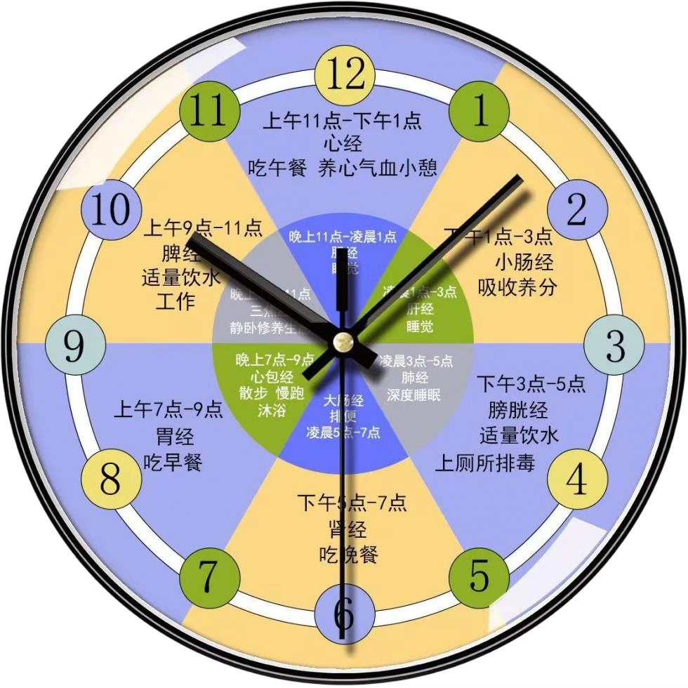恒齐 静音时尚养生钟表中医理疗 扫秒机芯 挂钟 男女同款