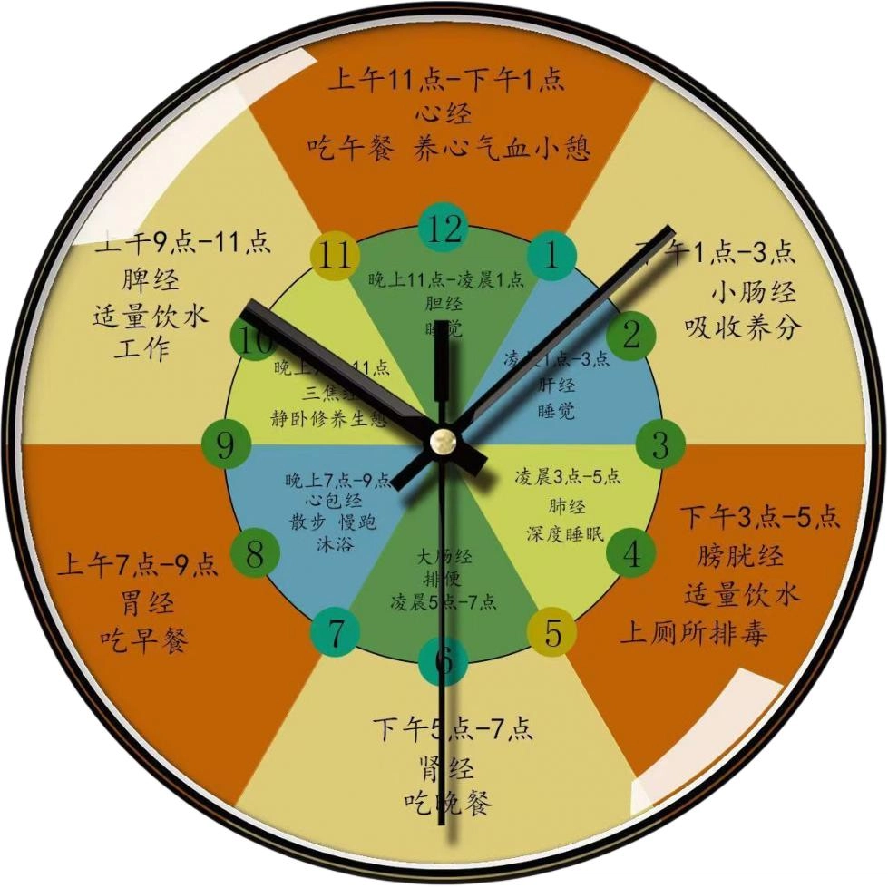 恒齐 静音时尚养生钟表中医理疗 扫秒机芯 挂钟 男女同款