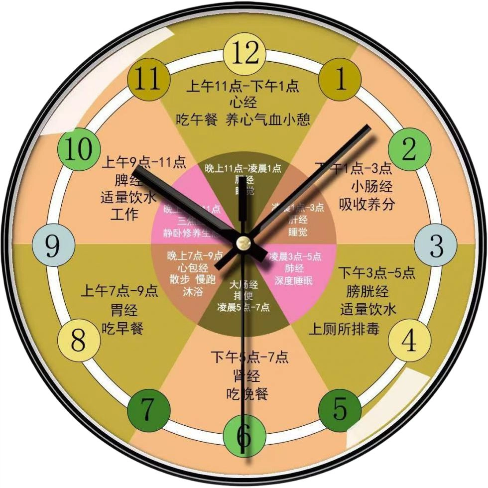 恒齐 静音时尚养生钟表中医理疗 扫秒机芯 挂钟 男女同款