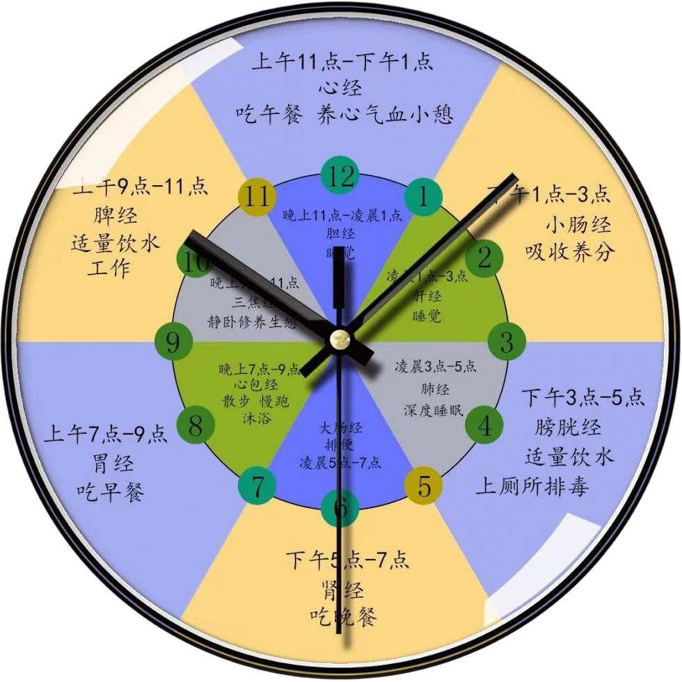 恒齐 静音时尚养生钟表中医理疗 扫秒机芯 挂钟 男女同款