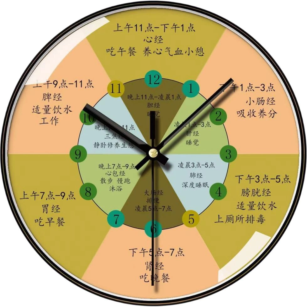 恒齐 静音时尚养生钟表中医理疗 扫秒机芯 挂钟 男女同款