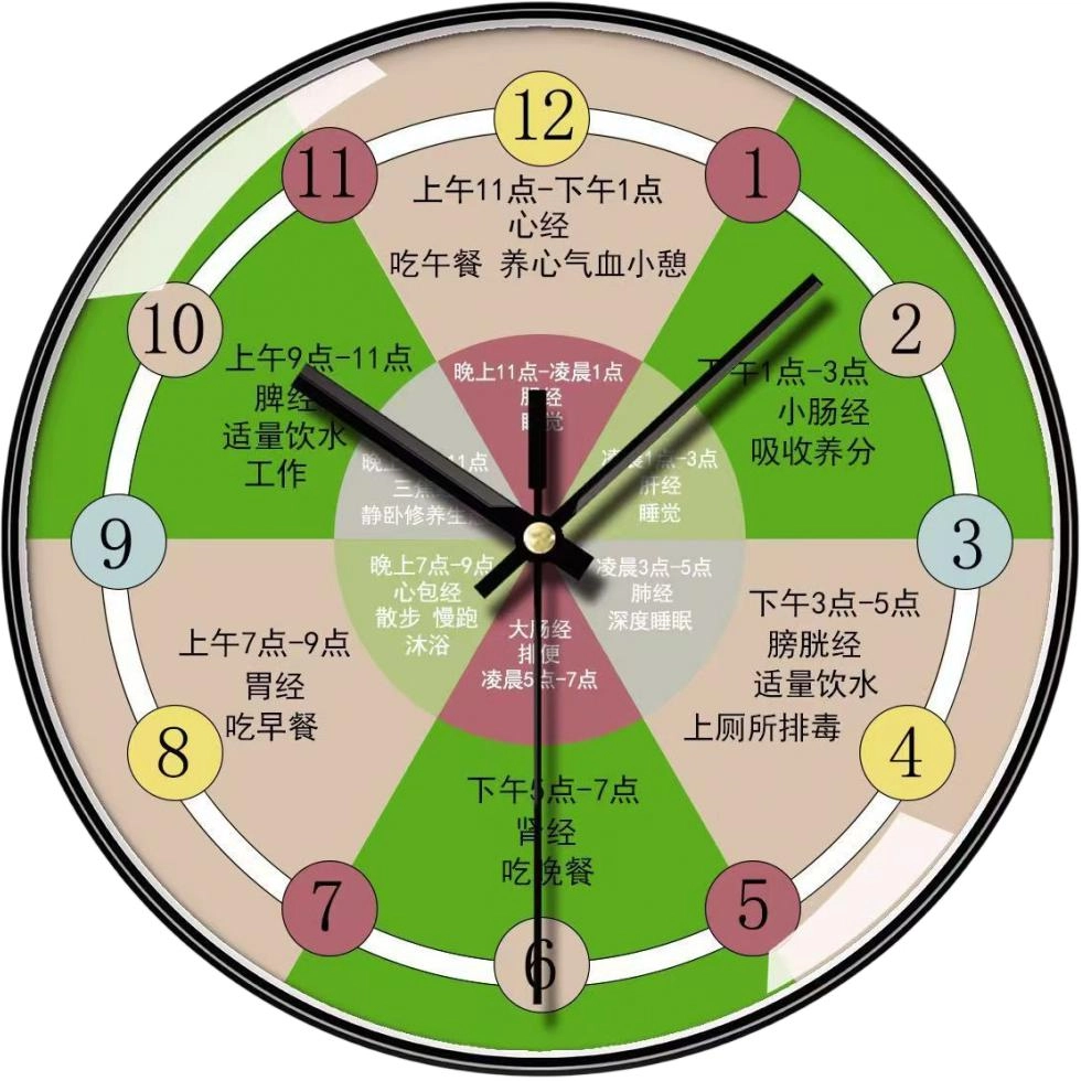恒齐 静音时尚养生钟表中医理疗 扫秒机芯 挂钟 男女同款