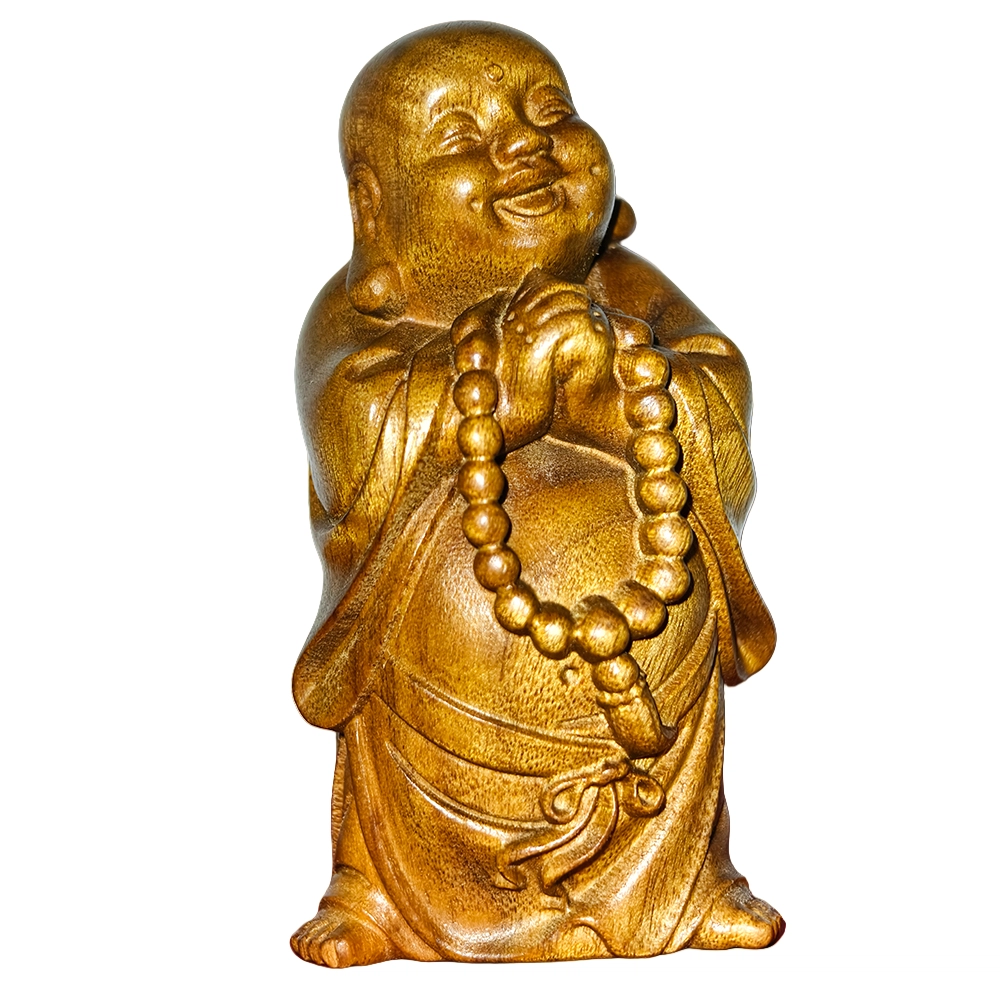 仙作美 （假一赔万）小叶桢老料整木雕刻招财弥勒佛手把件 楠木 摆件 男女同款情侣款