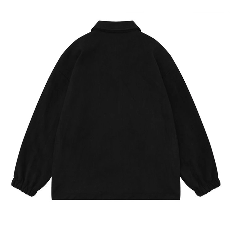 沐诚阳译  麂皮绒美式复古刺绣外套女春秋国潮牌情侣翻领夹克棒球服  男女同款