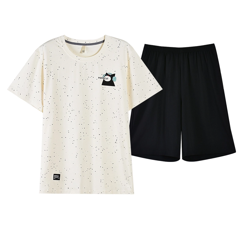 夏芬妍 柔软舒适卡通音乐猫圆领家居服亲肤休闲短袖短裤时尚可外穿夏季睡衣套装 男款
