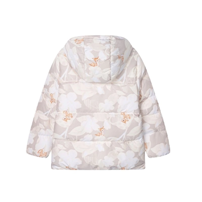 特步羽绒服 休闲加厚保暖连帽鸭绒 中卡其/珍珠白 中小童