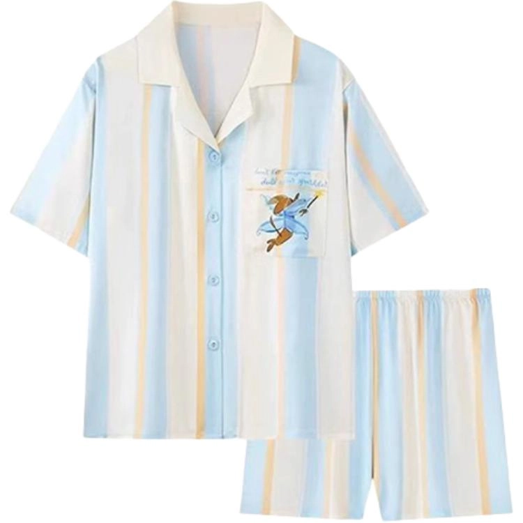 顶瓜瓜 夏季女舒适休闲高级感透气简约短袖家居服睡衣套装 女款