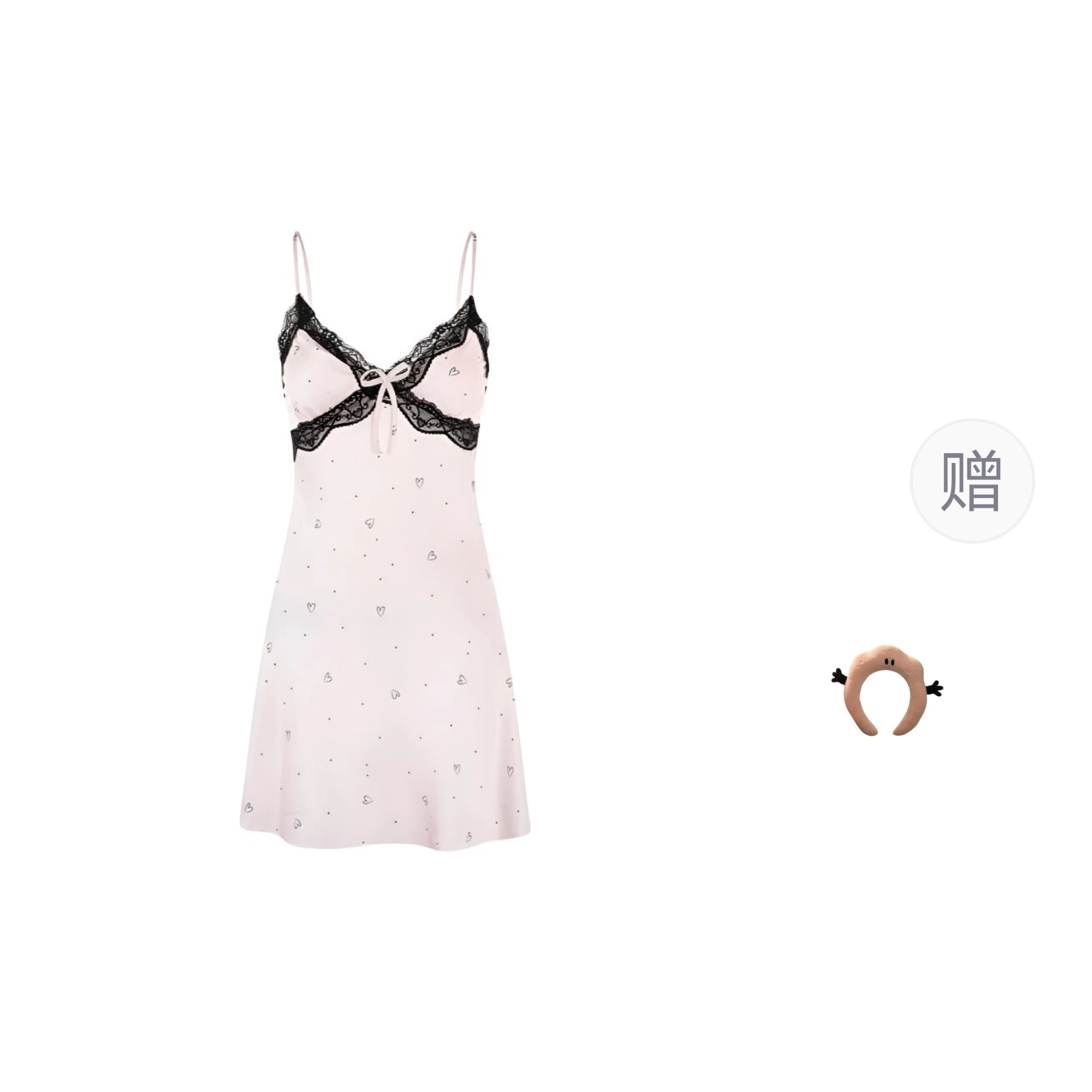 依钗 纯欲蕾丝吊带碎花性感甜美爱心家居服连衣裙 女款