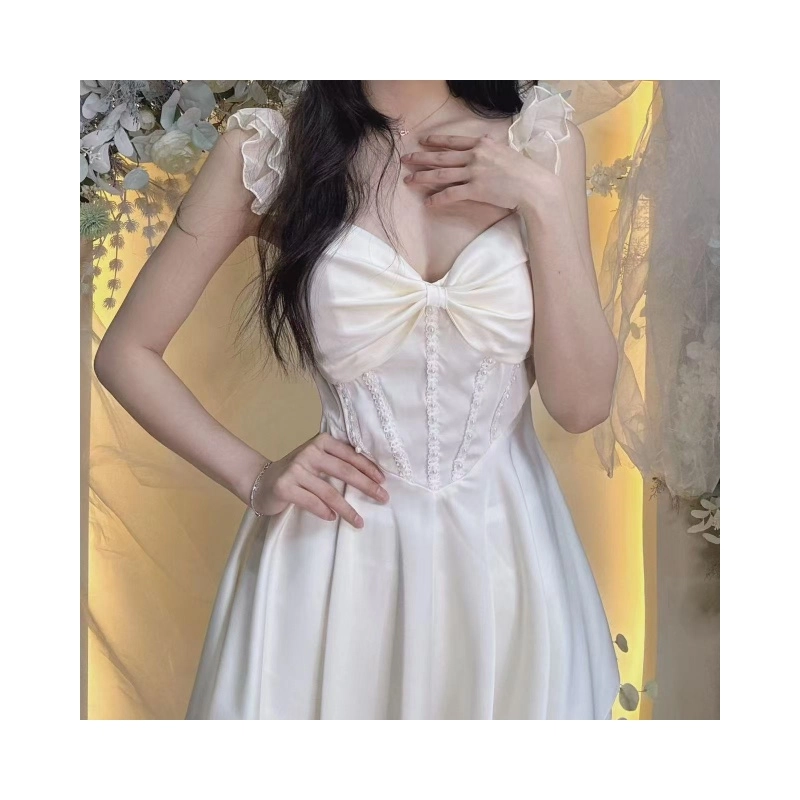 依钗 冰丝缎面性感聚拢加胸垫睡衣收腰吊带睡裙女家居服套装连衣裙 女款