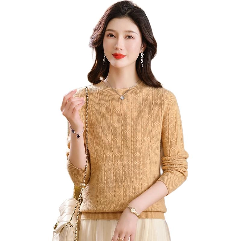 恒源祥 圆领合身纯色长袖针织衫 女款