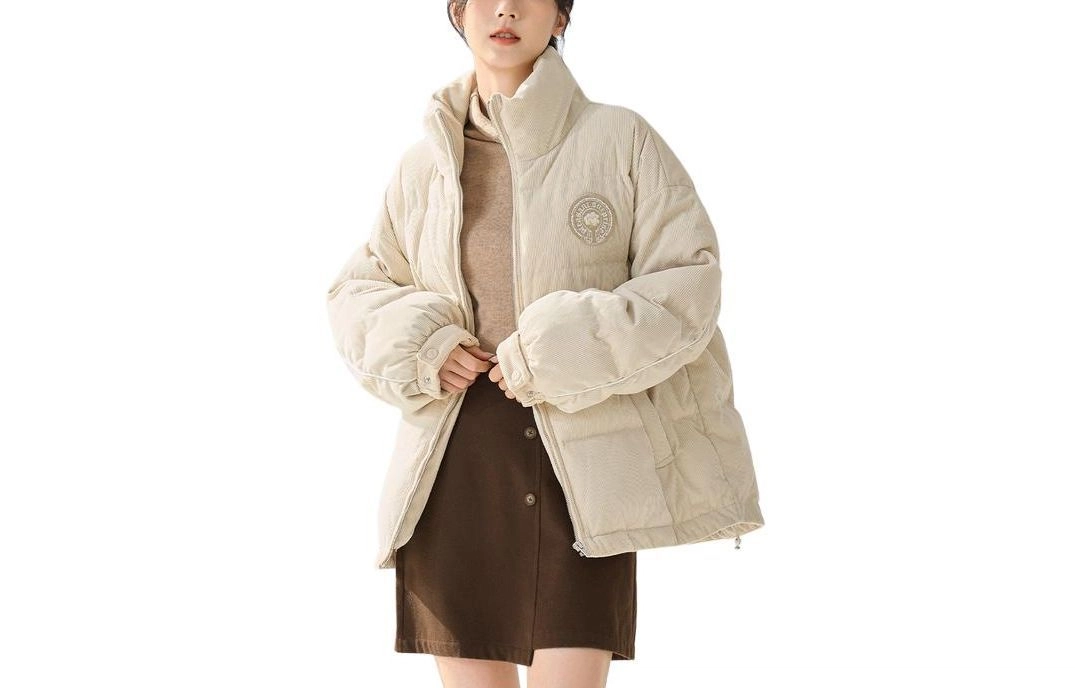 茵曼 纯色拉链立领休闲保暖羽绒服 女款