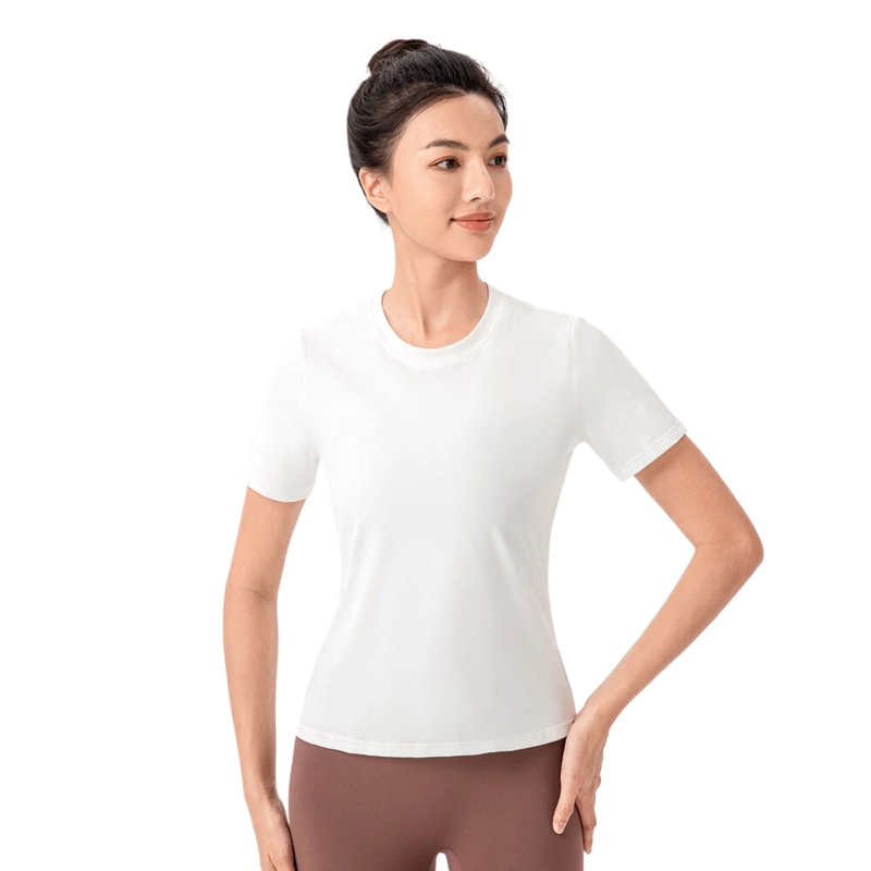 玉儿恋 纯色瑜伽透气跑步运动宽松短袖健身衣 女款