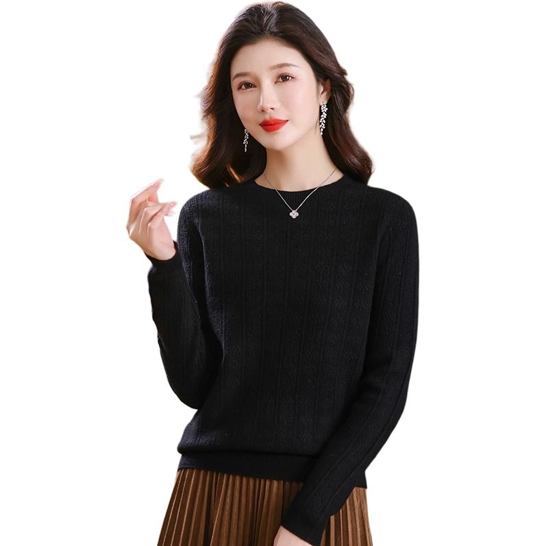 恒源祥 圆领合身纯色长袖针织衫 女款