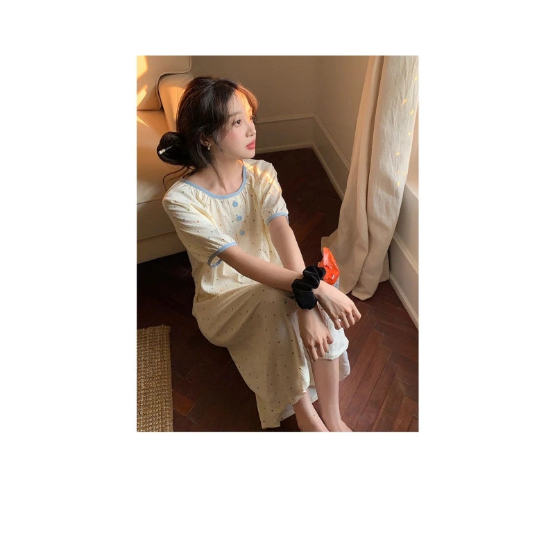 依钗 清新田园睡裙慵懒糖豆可外穿连衣裙 女款