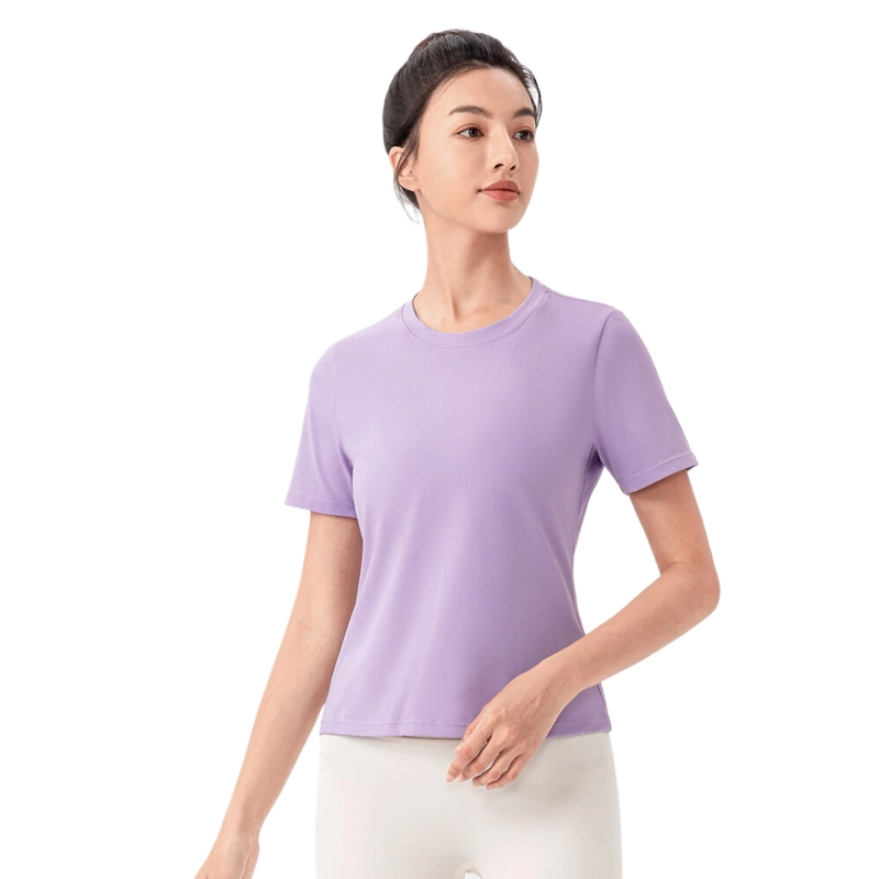 玉儿恋 纯色瑜伽透气跑步运动宽松短袖健身衣 女款