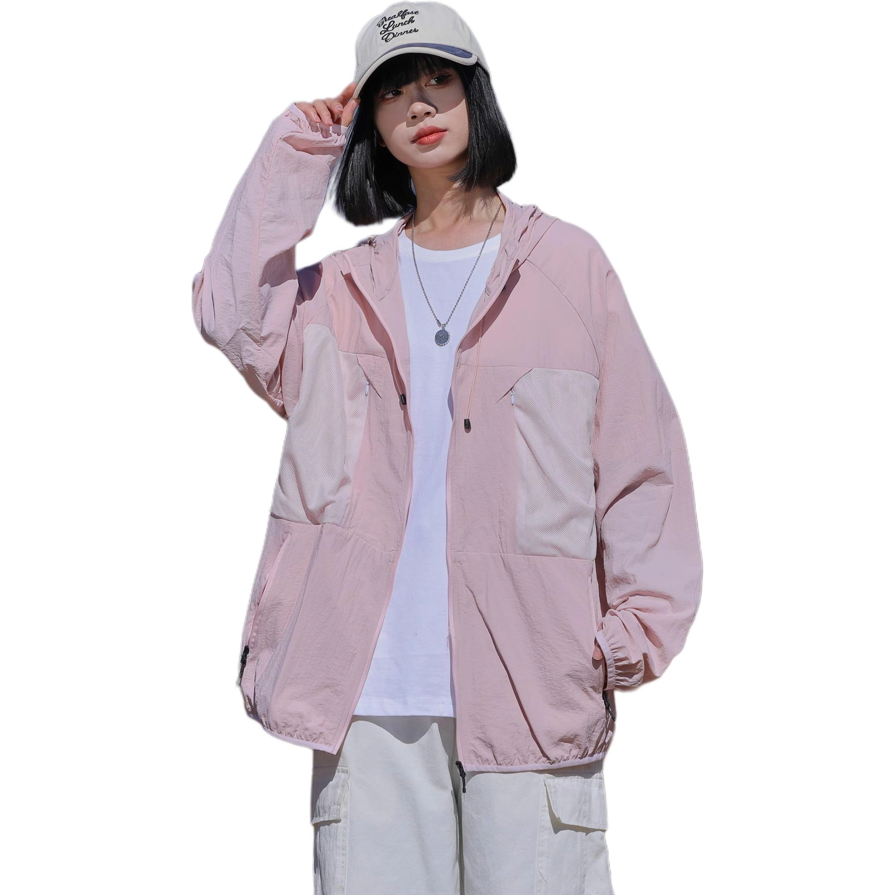美式复古潮牌户外连帽轻薄透气运动皮肤衣防晒服 男女同款