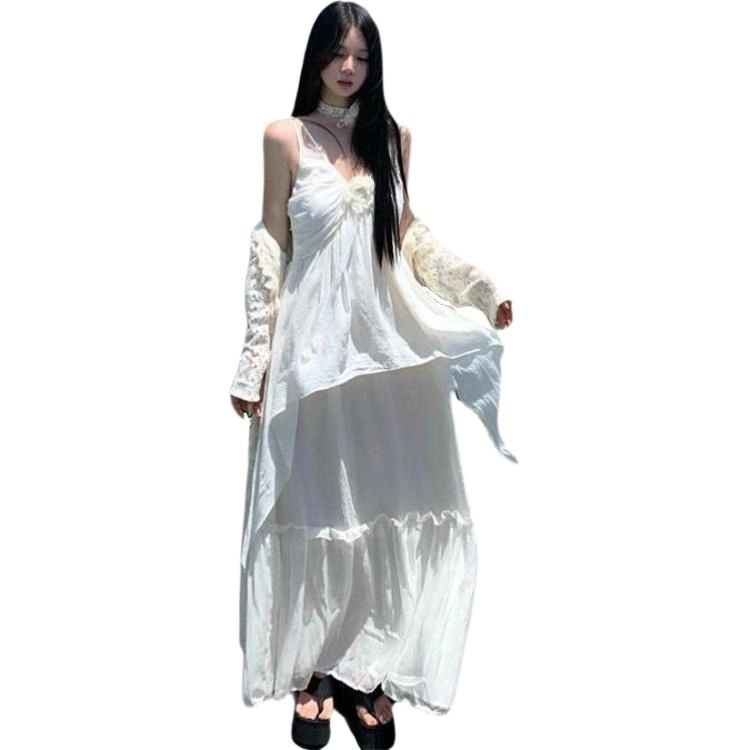 沐晓欣 简约舒适百搭气质休闲吊带连衣裙 女款