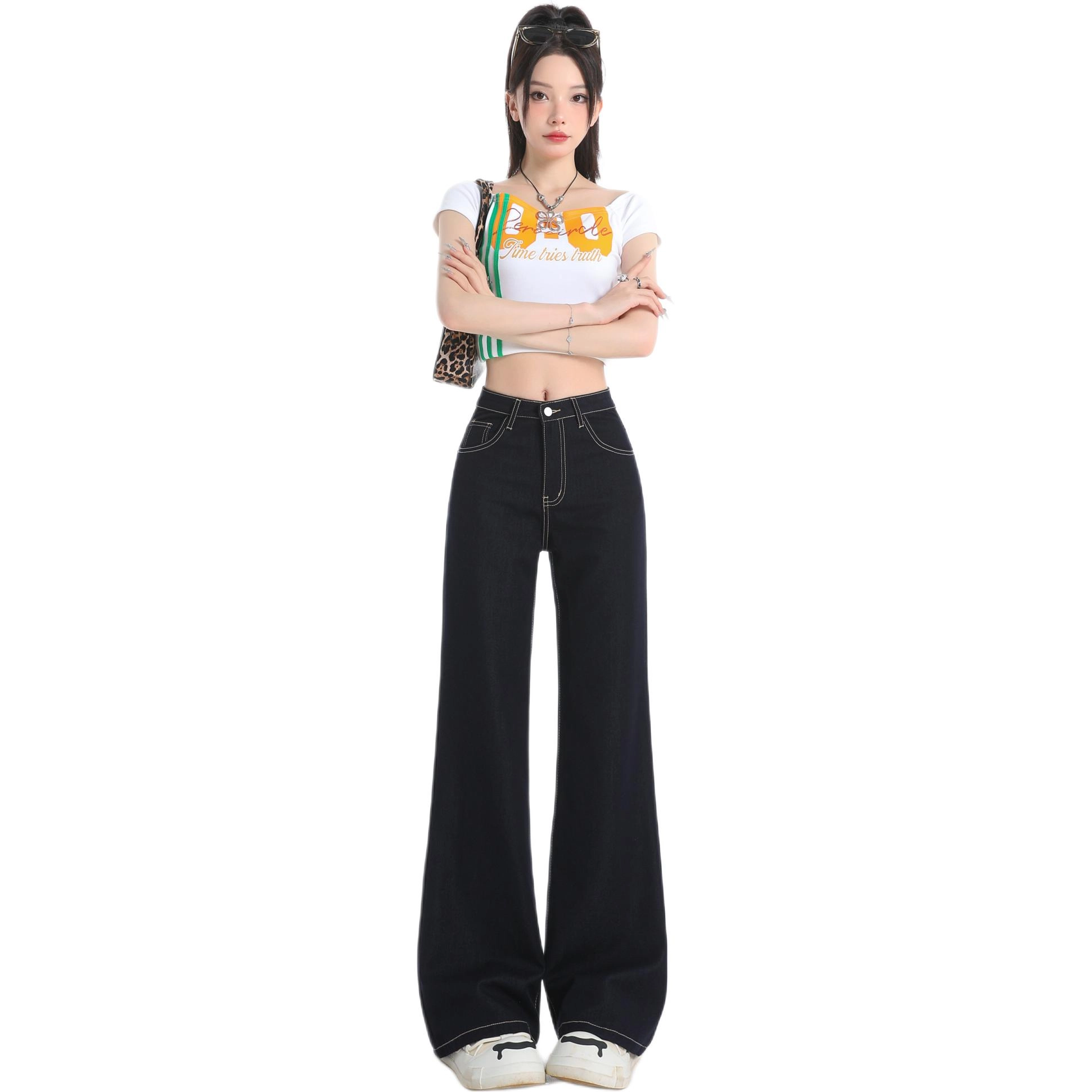 玫丝朵 时尚优雅复古气质百搭牛仔裤 女款