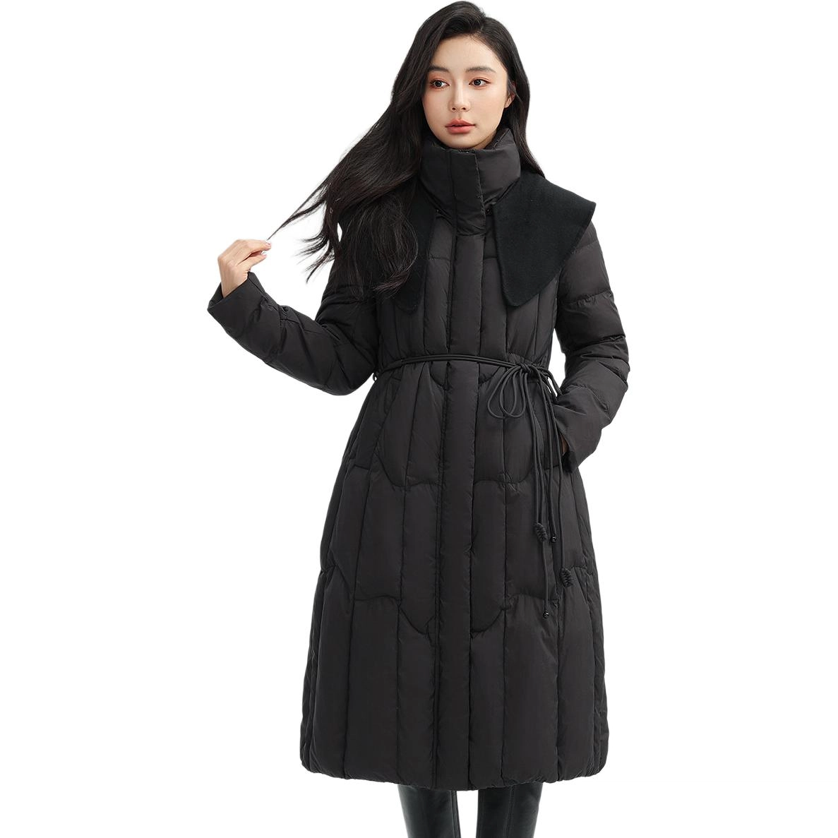 鸭鸭 时尚纯色休闲翻领百搭保暖长袖羽绒服 女款