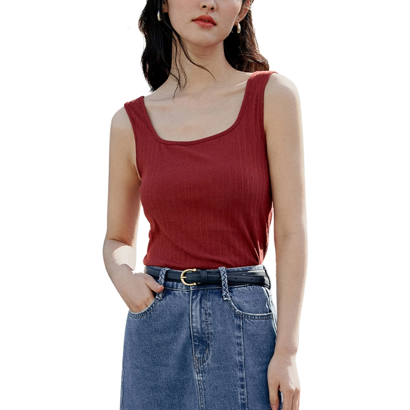 茵曼 纯色方领无袖吊带背心 女款