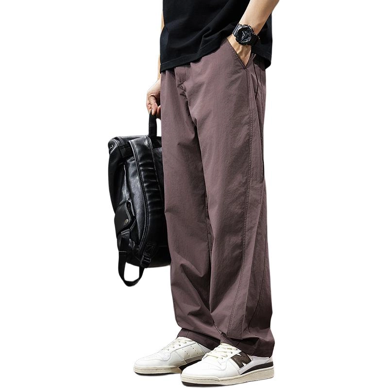 前进牛 日式时尚潮流纯色直筒宽松休闲裤 男女同款