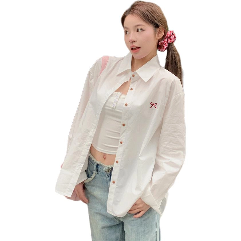 玉儿恋 韩系百搭宽松翻领长袖衬衫 女款