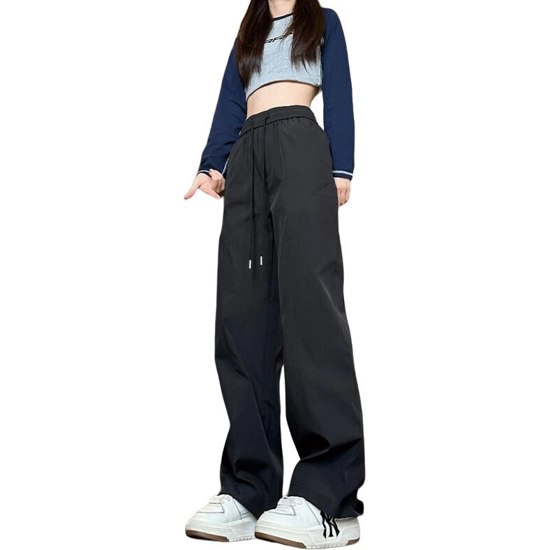 加荣 美式透气高腰显瘦运动速干冰丝直筒裤女夏季薄款高个子工装裤子户外休闲裤 男女同款