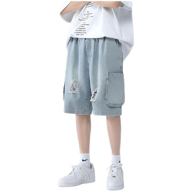 木木兔 男士夏季短裤美式潮流百搭男生裤子简约宽松薄款潮牌工装水洗五分裤夏天牛仔裤 男款
