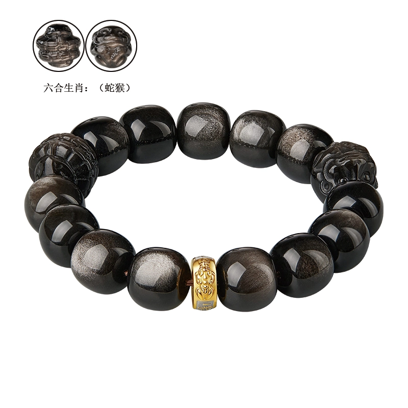 易明居 新中式 国潮 十二生肖六合 招财貔貅吞金兽 本命年时来运转 文玩盘玩 轻奢高级感 通勤百搭#好运 黑曜石 手串 男女同款情侣款