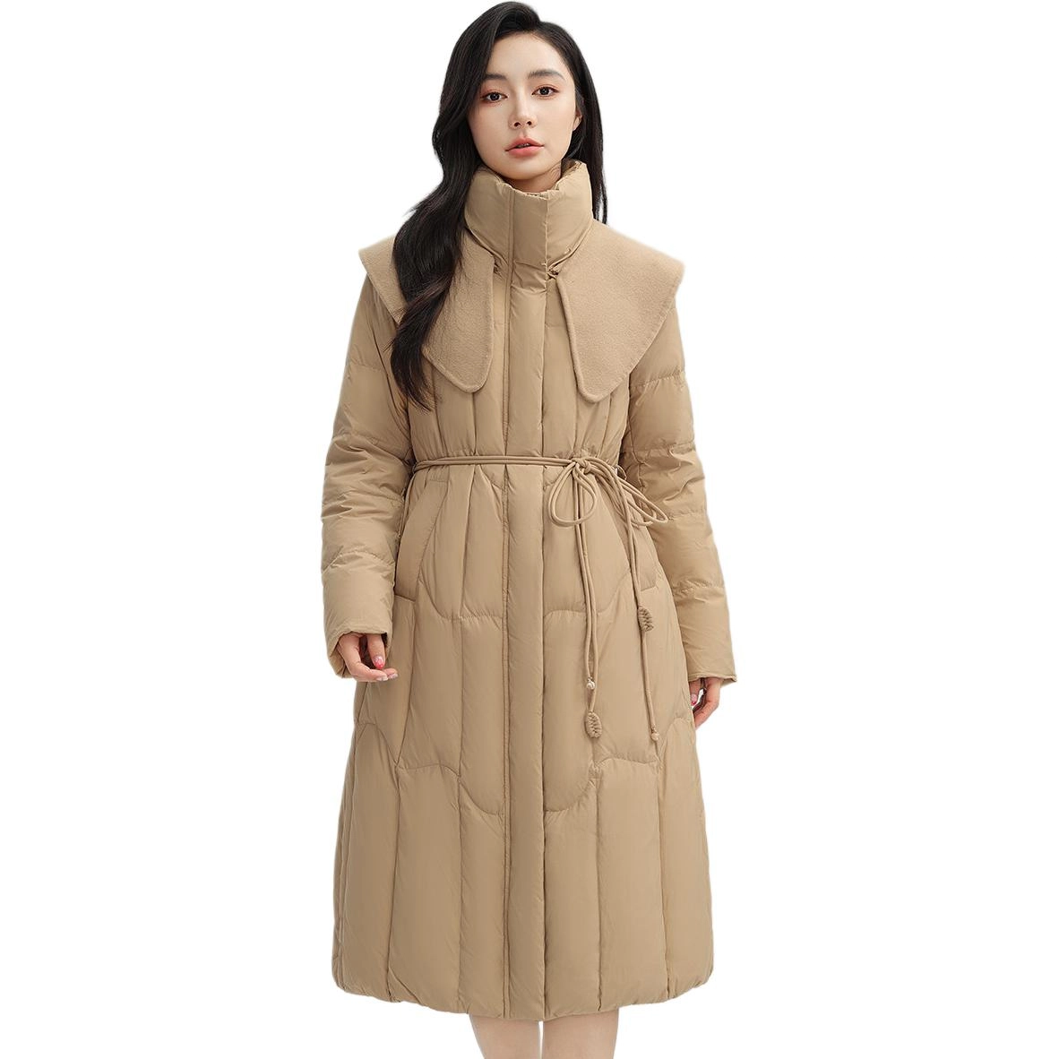 鸭鸭 时尚纯色休闲翻领百搭保暖长袖羽绒服 女款
