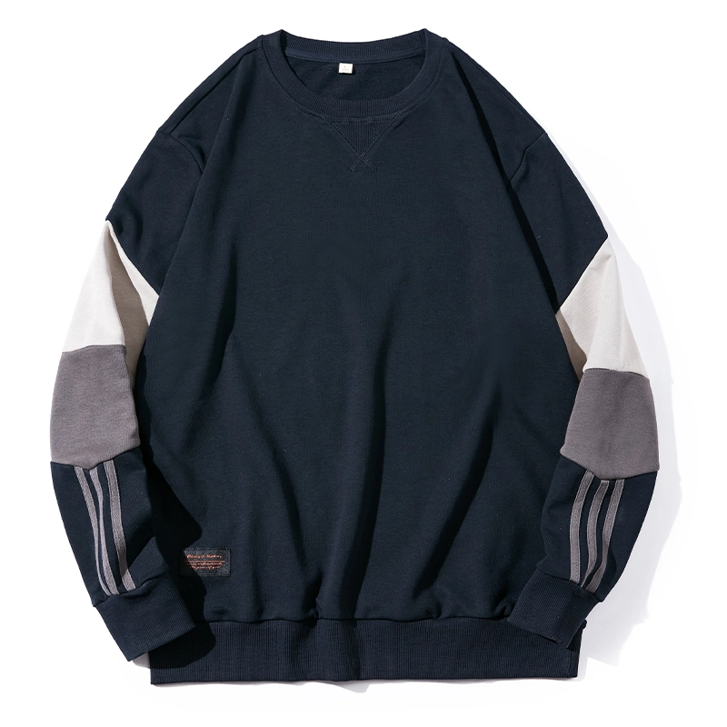 希越 设计感撞色拼接男宽松加肥加大运动衣服圆领外套大码卫衣 男款