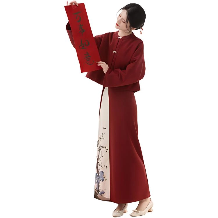 织造司 原创宋制汉服适合参加定婚礼女装穿搭圆领短袄旋裙套装汉服 女款