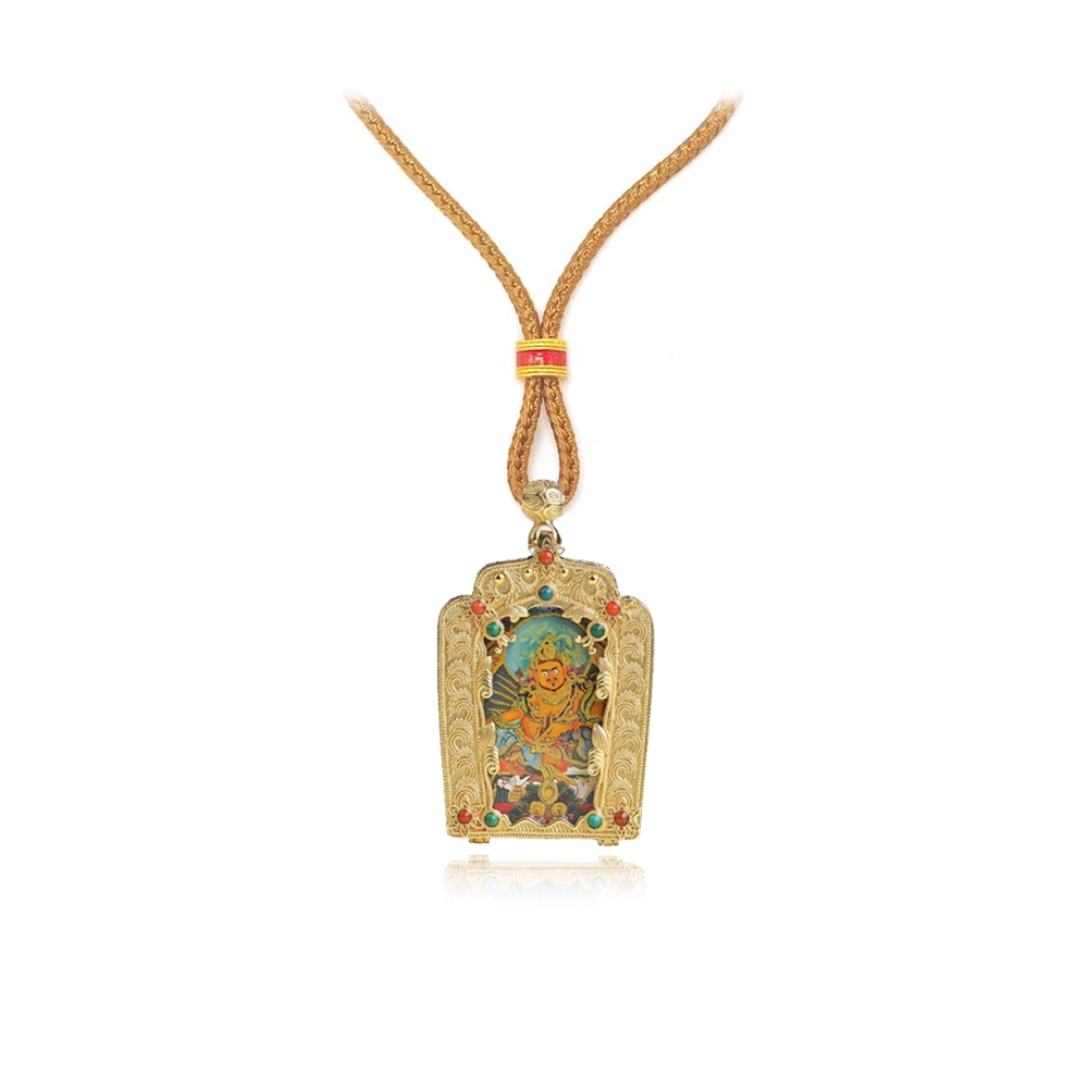 睦珦 好事花生 美飒半手绘西藏黄财神绿度母 你定上岸#好运 合金 项链 男女同款情侣款