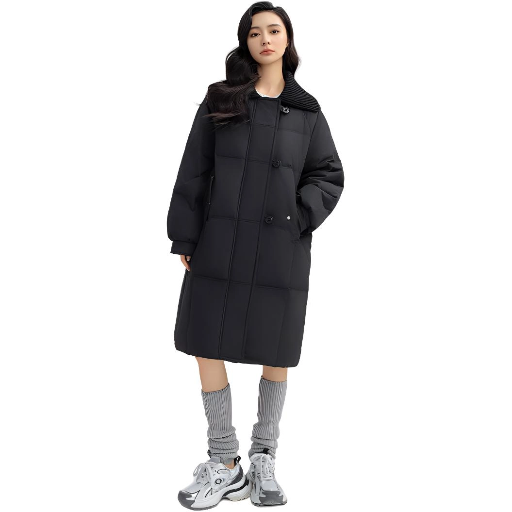 鸭鸭 时尚纯色休闲翻领百搭保暖长袖羽绒服 女款