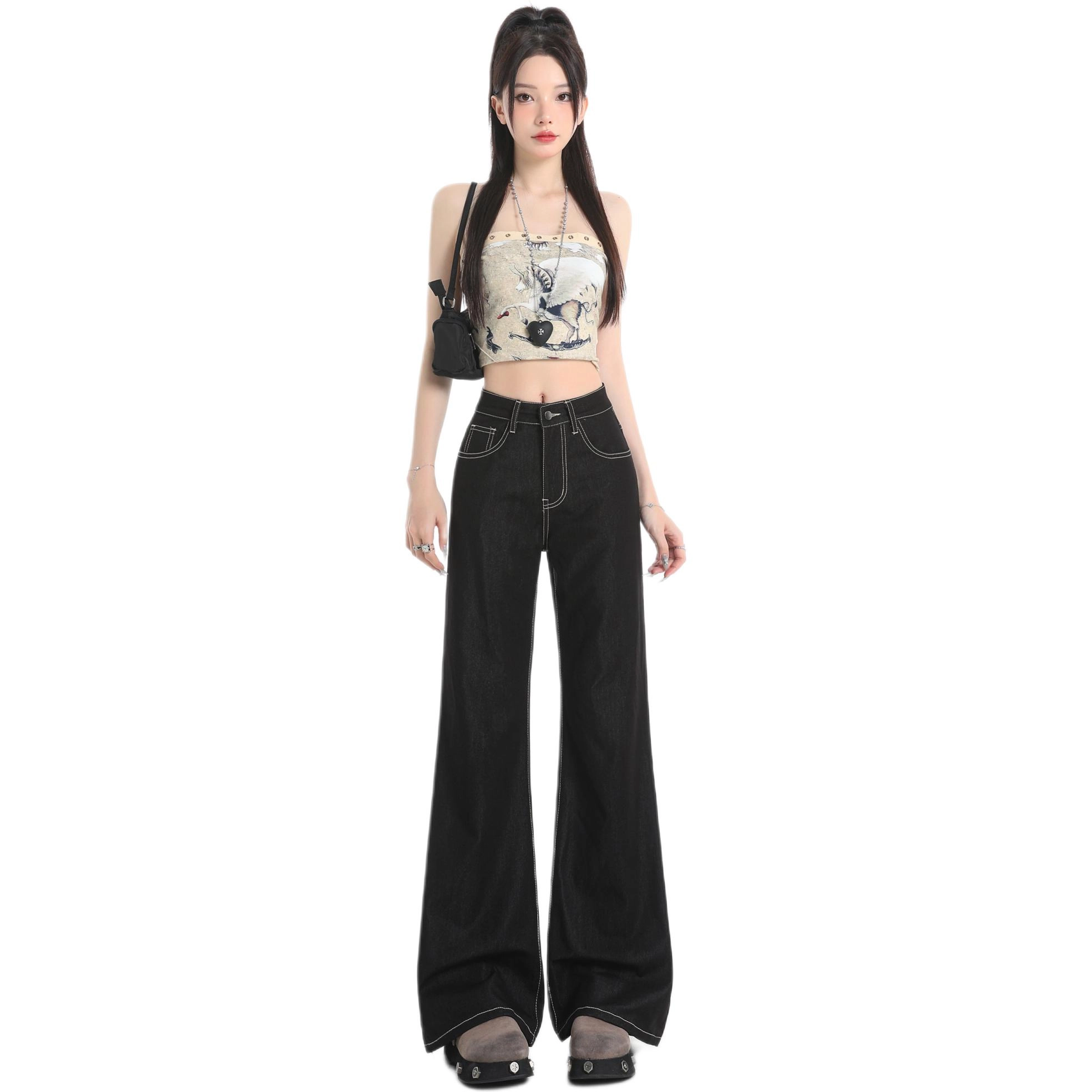 玫丝朵 时尚优雅复古气质百搭牛仔裤 女款