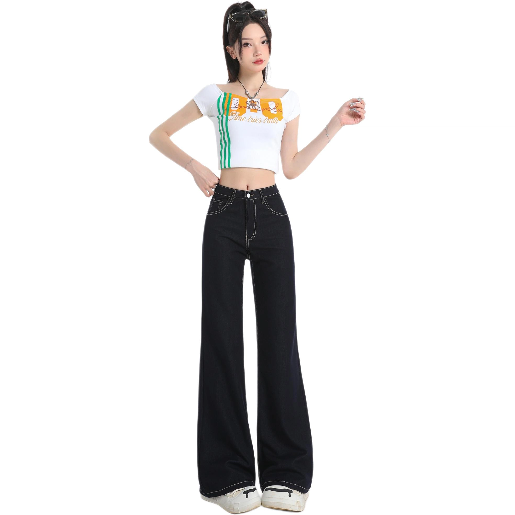 玫丝朵 时尚优雅复古气质百搭牛仔裤 女款