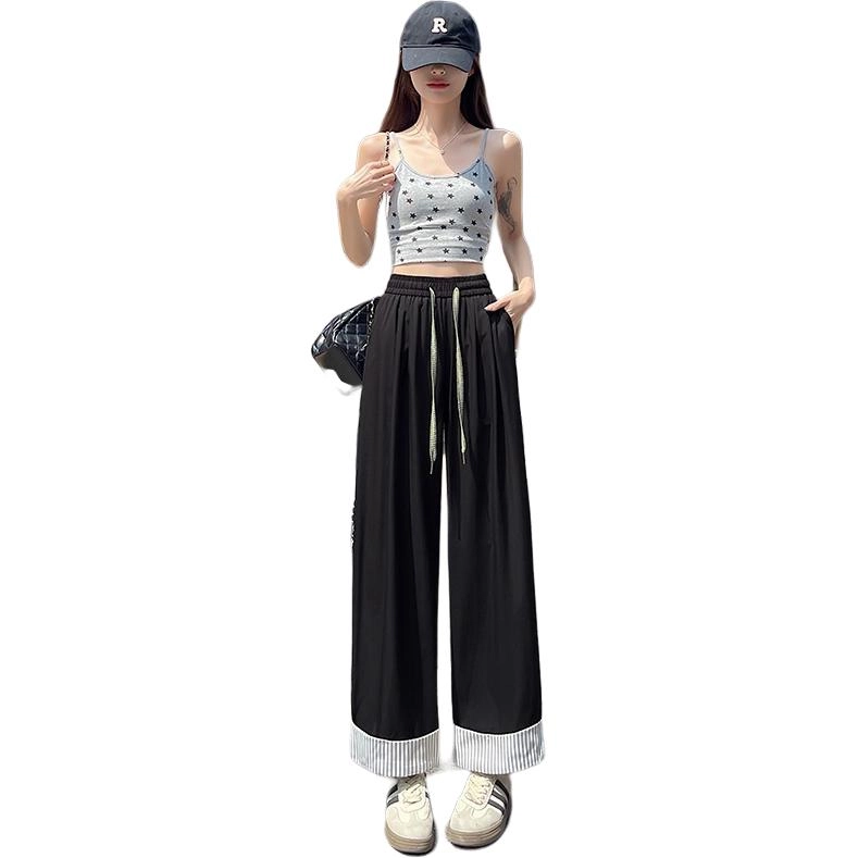 纤丝鸟 时尚潮流高腰显瘦阔腿垂感百搭宽松直筒休闲裤 女款