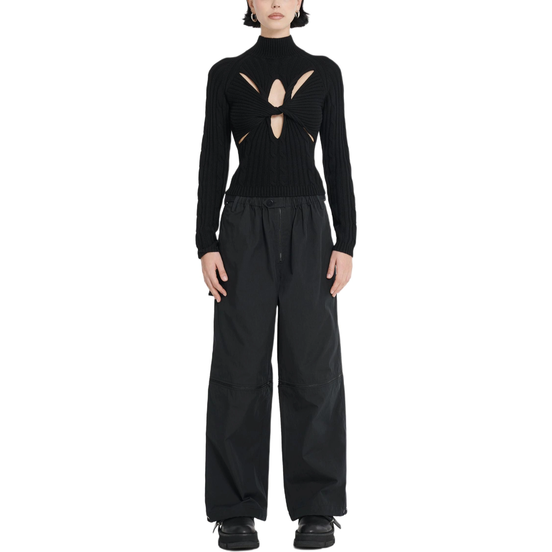 DION LEE MUSCULAR TWIST CABLE SWEATER BLACK