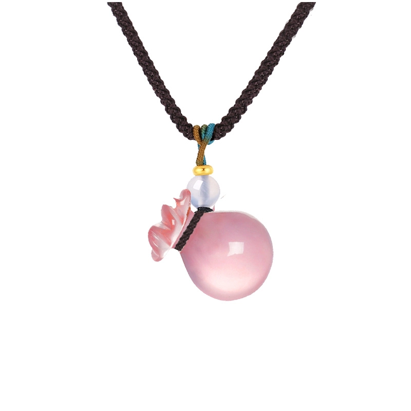 雅生珠宝 招财钱袋 芙蓉石钱袋#好运天然 粉水晶 项链 女款