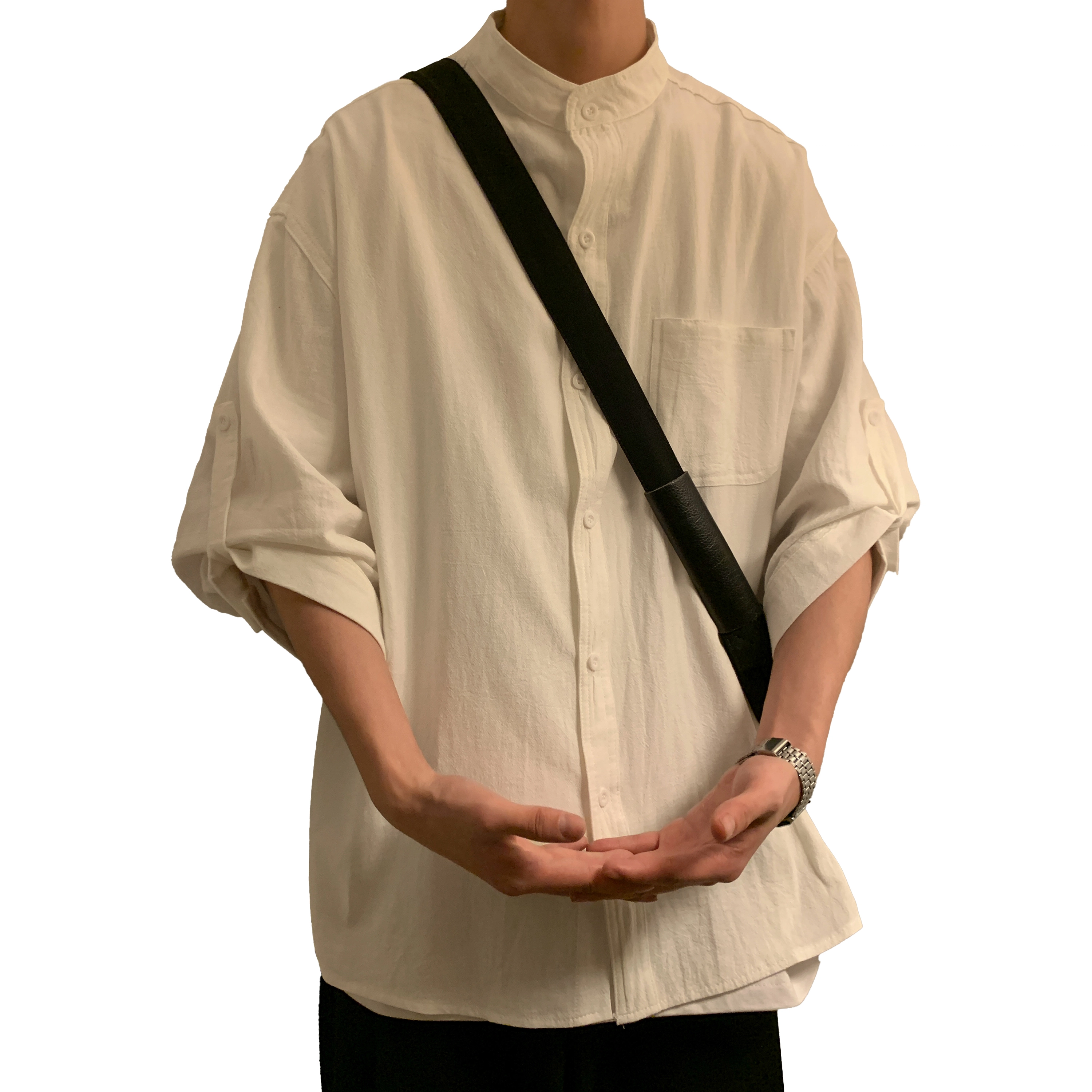 玉儿恋 潮牌宽松透气舒适百搭休闲落肩短袖及衬衣衬衫 男女同款