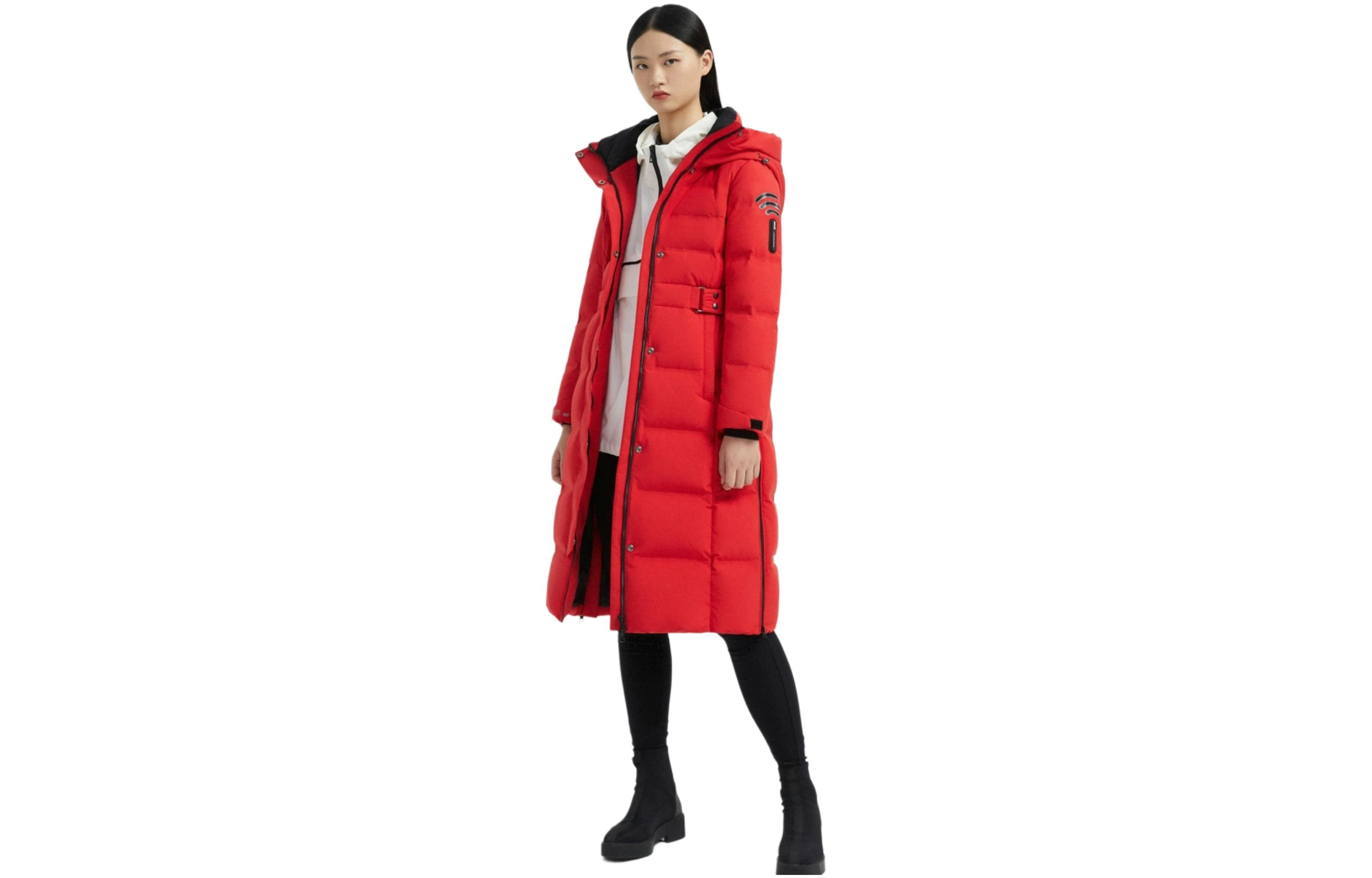 波司登 简约纯色连帽拉链长款加厚保暖羽绒服 女款