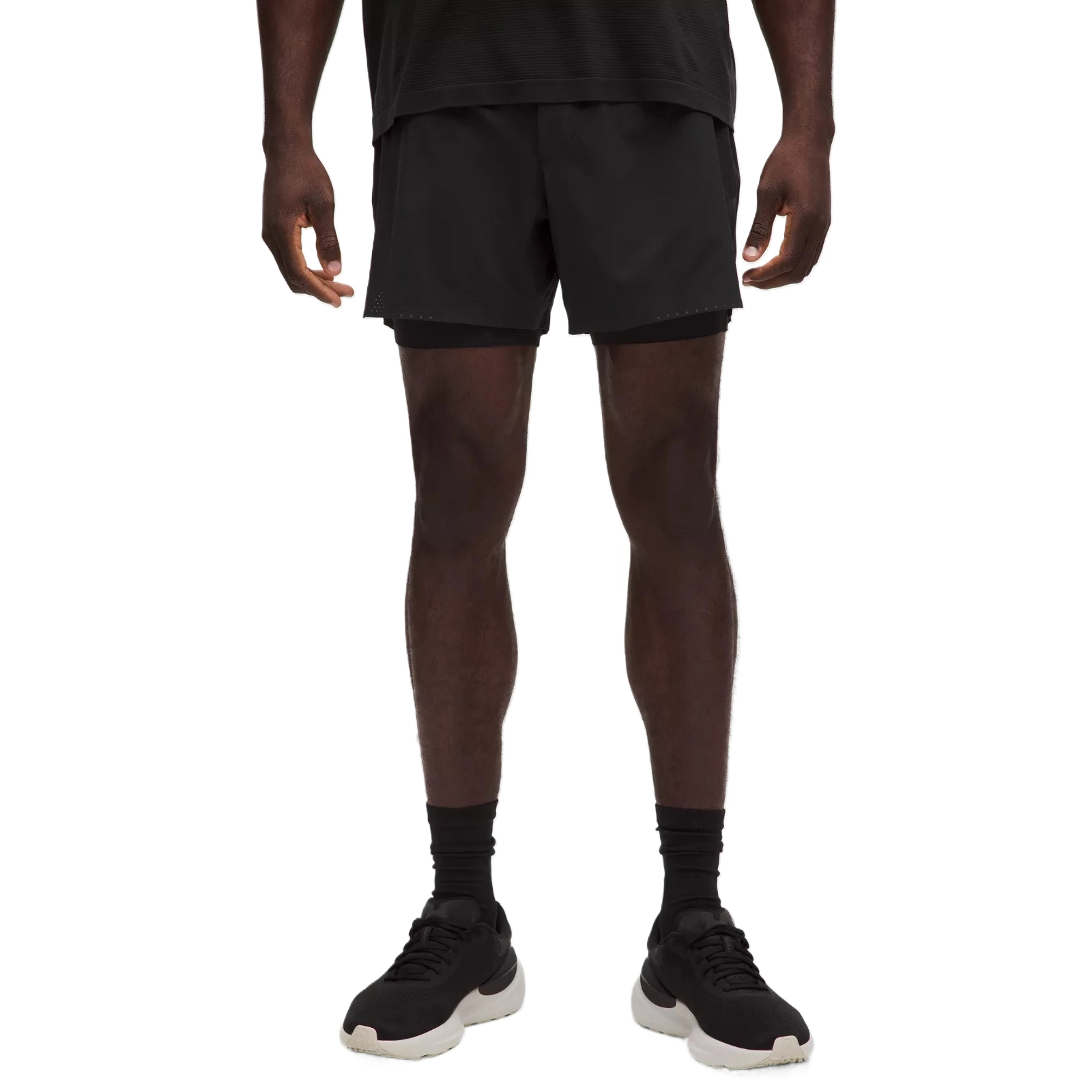 lululemon Fast and Free Lined Running Short5" Black)