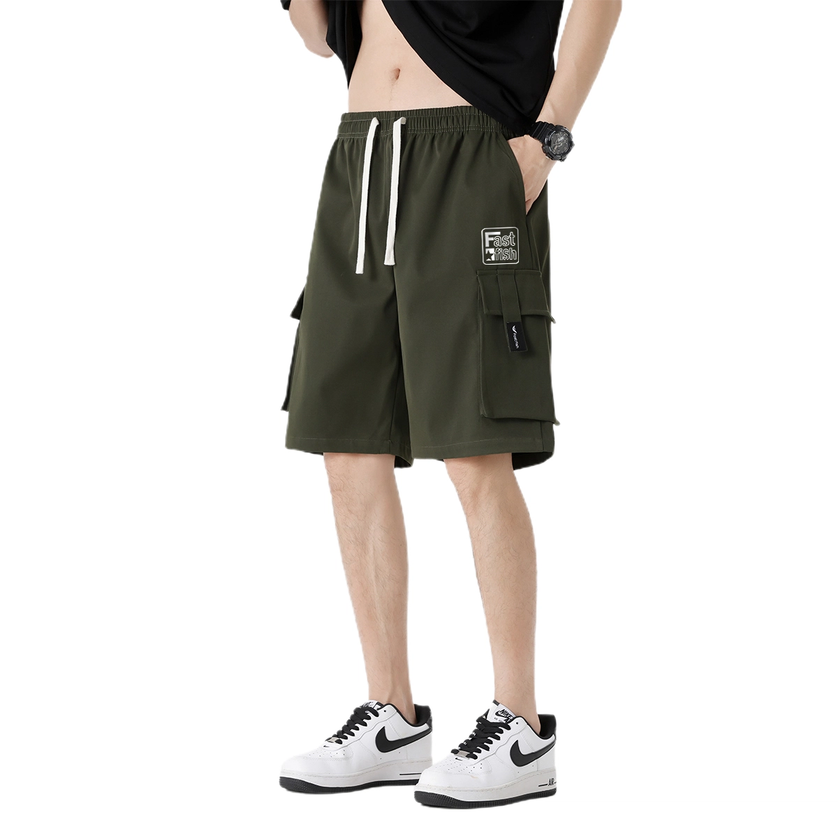 快鱼 宽松舒适薄款运动五分休闲短裤 男女同款