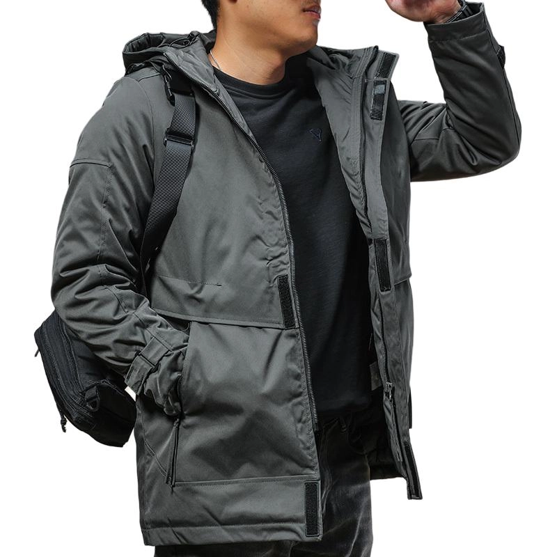 季言 连帽长款潮牌厚款休闲棉服 男款