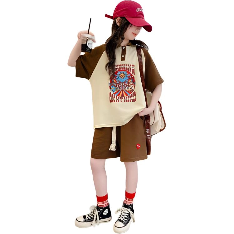 大童 蓝精灵 舒适宽松简约拼色休闲运动套装