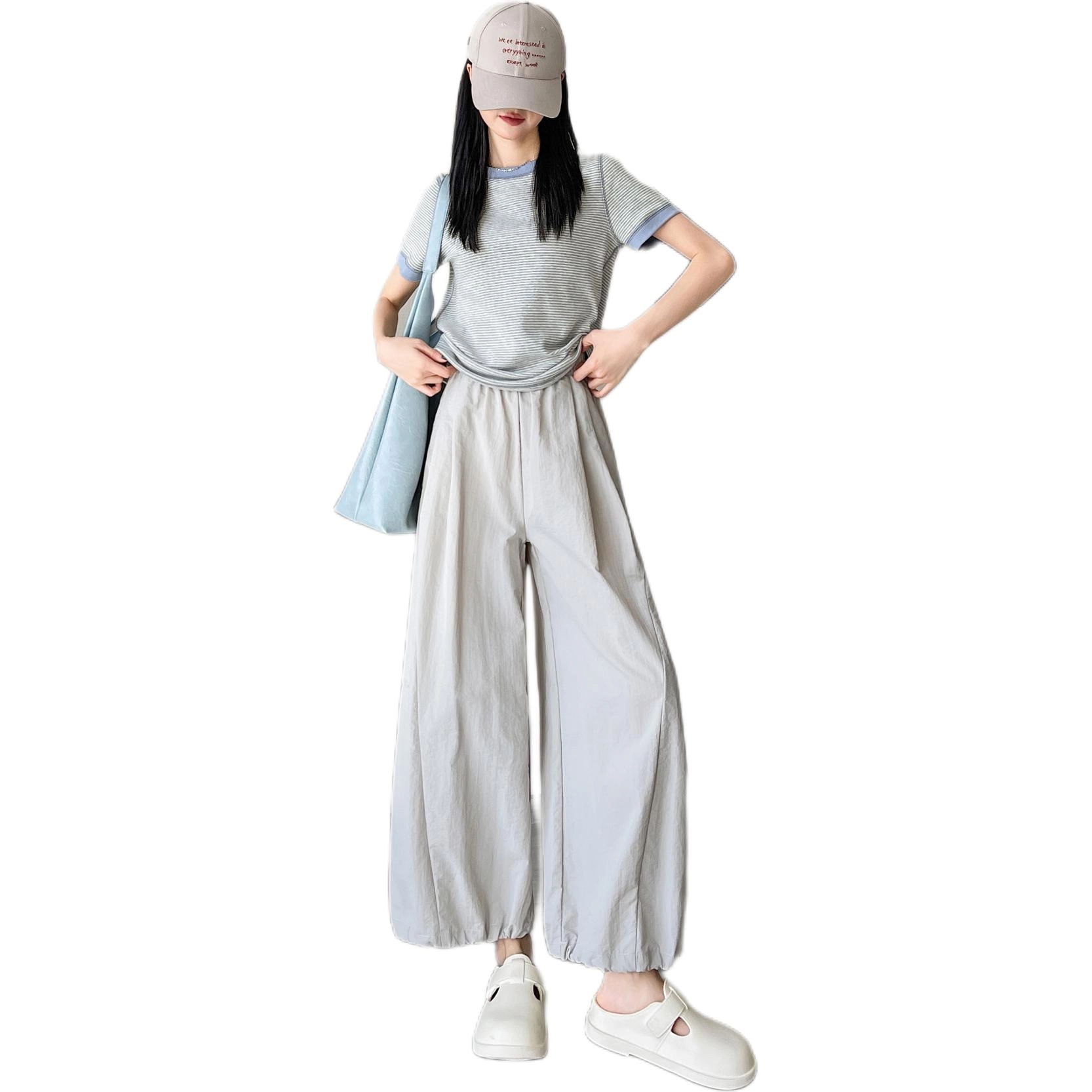 水中花 速干裤女夏季薄款高级感气质宽松显瘦冰丝休闲裤 女款